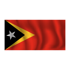 Flag of East Timor wavy flutters in wind, with folds 3d
