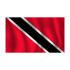 Flag of Trinidad and Tobago wavy flutters in wind, with folds 3d