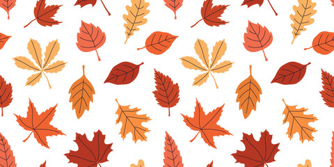 Seamless autumn trend pattern with leaves.
