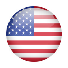 flag of USA, button round glossy icon