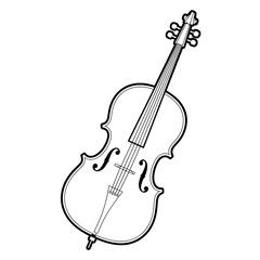 A black and white cello illustration vector style colouring page 