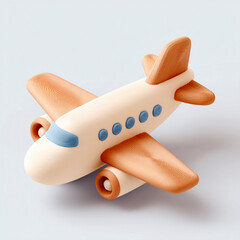 Cute 3D Cartoon Airplane on White Background.