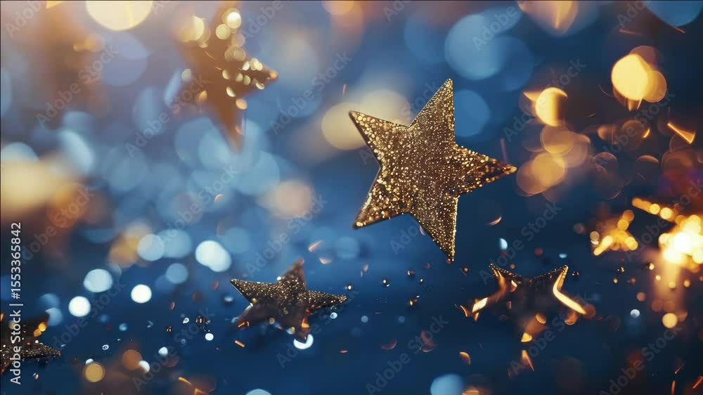 Poster luminous sparkling starburst with bokeh effect on nighttime background