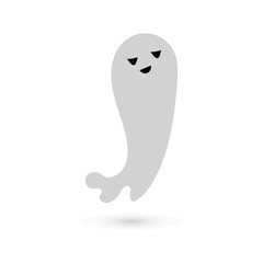 cute monster with emotions autumn holiday halloween spooky spirit flying ghost poster or banner