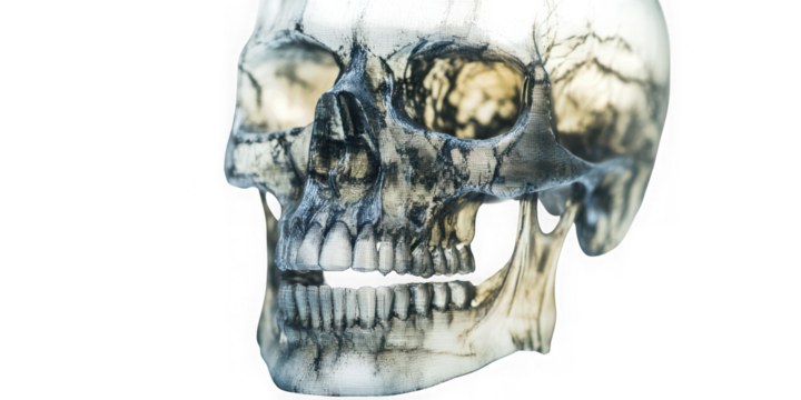 Transparent Skull with Detailed Bone Structure   on transparent background