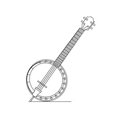 banjo illustration vector style colouring page line art 