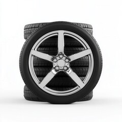 Fototapeta premium Modern Alloy Wheel with Tire Designed for Performance Vehicles