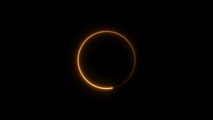 circle loading neon light orange color 4k illustration. Download progress, interface red color 4k illustration.