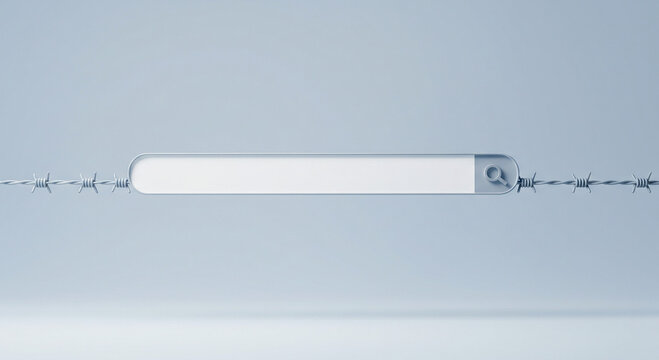 Minimalist search bar with barbed wire, protecting yourself from government surveillance, online privacy, digital freedom
