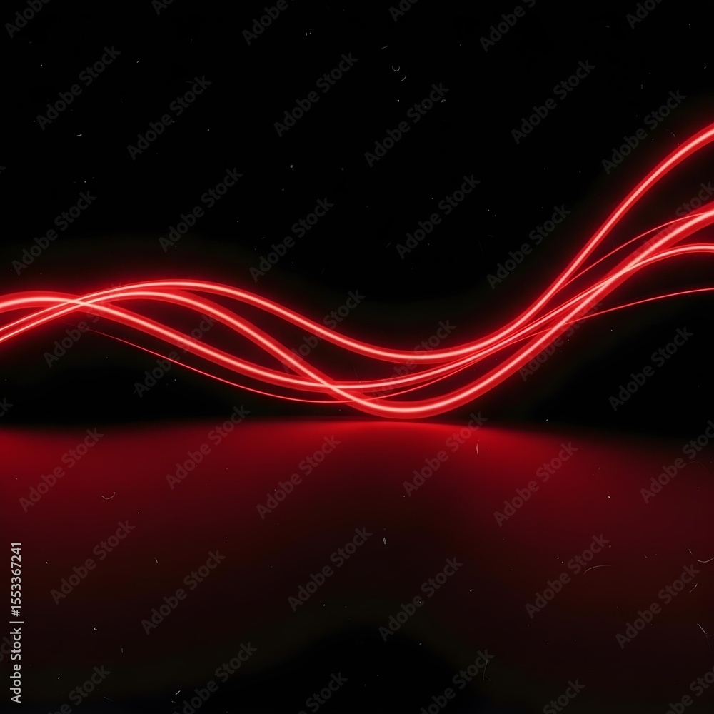 Poster flowing crimson lines glow against a dark background, creating a modern and dynamic futuristic abstr