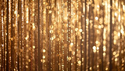 Golden Bokeh Background With Sparkling Light Strings