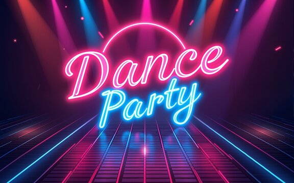 Night dance party music poster flyer layout design template background with neon light and dynamic style. Colorful electro style vector for concert disco, club party, event invitation, cover festival