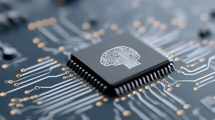 4k Close-up macro shot chipset, electronic circuit board with a CPU microchip, memory, and other digital components on a computer motherboard, symbolizing data technology and hardware engineering AI