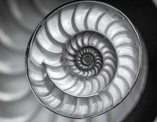 Abstract Black And White Spiral Shell
