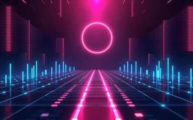 Electronic Music festival poster with abstract gradient line and decoration elements. Modern club party flyer. Sound cover design with neon colors. High quality