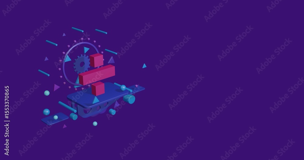 Aufkleber pink division symbol on a pedestal of abstract geometric shapes floating in the air. abstract concep