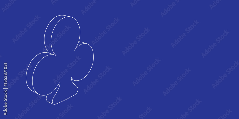 Poster the outline of a large club made of white lines on the left. 3d view of the object in perspective. v