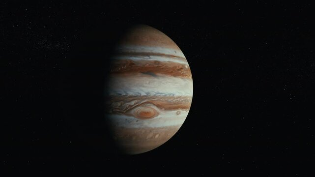jupiter rotating in space with starry background