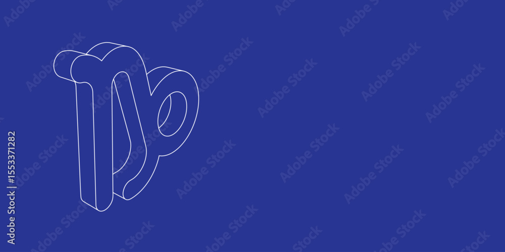 Aufkleber the outline of a large zodiac capricorn symbol made of white lines on the left. 3d view of the objec