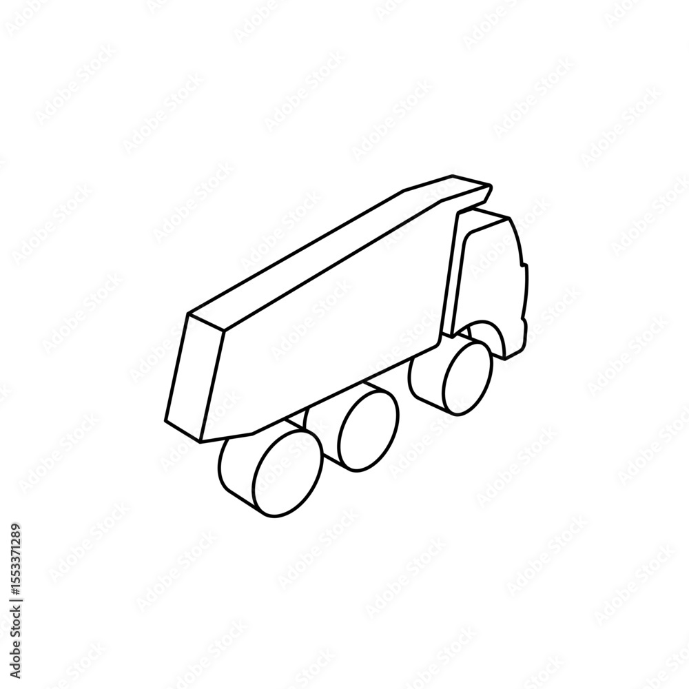Aufkleber the outline of a large truck symbol is made with black lines. 3d view of the object in perspective. 