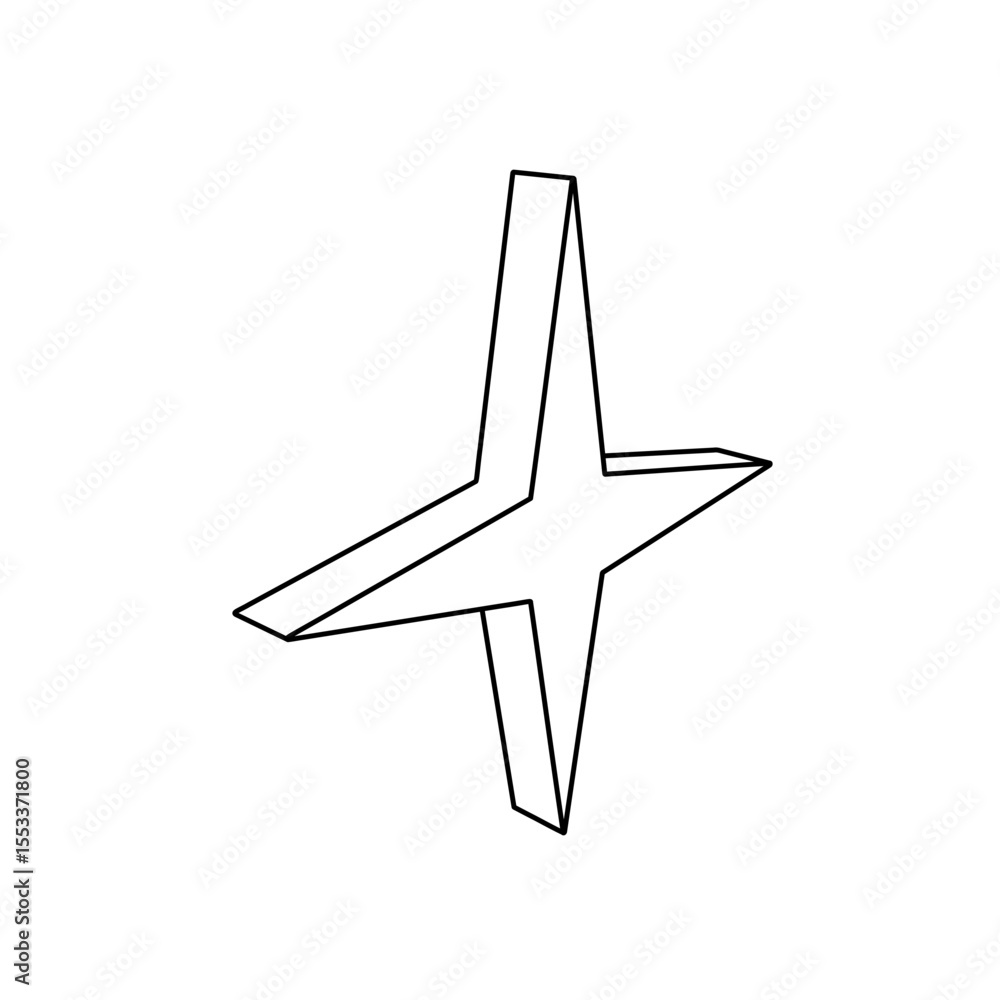 Poster the outline of a large star symbol is made with black lines. 3d view of the object in perspective. v