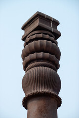 The iron pillar of Delhi, detail of the top of the pillar