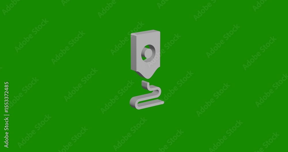Poster isolated realistic white 3d printer symbol front view with shadow. 3d illustration on green chroma k