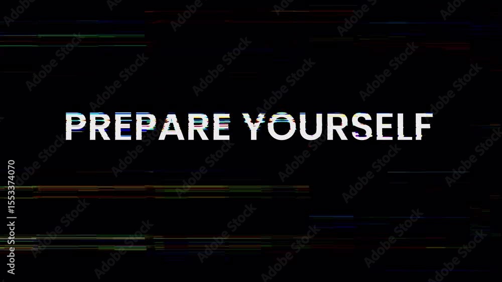 Poster text with glitch effects on a black background. abstract vintage twitched 4k loop motion animation. 