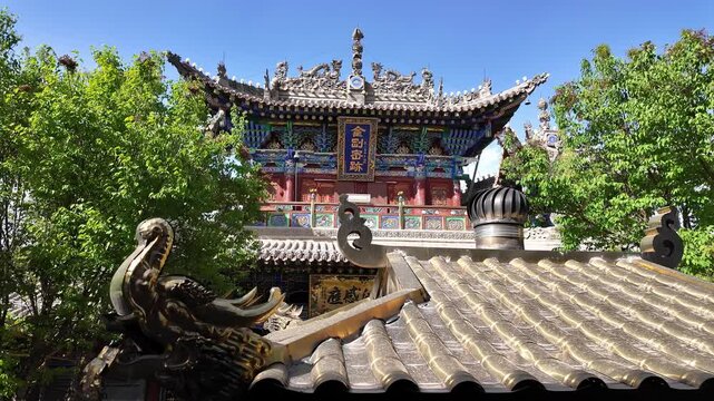 Xining, China : Footage of the Nanchan Buddhist temple that dates back to 11th century in Xining, Qinghai largest city in China.