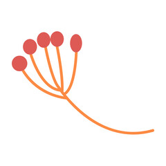 Autumn branch with red berries. Rowan or viburnum vector illustration