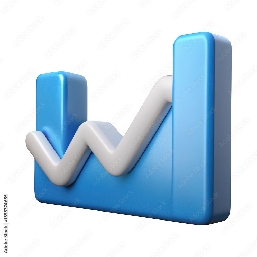Poster 3d business graph chart icon on transparent background