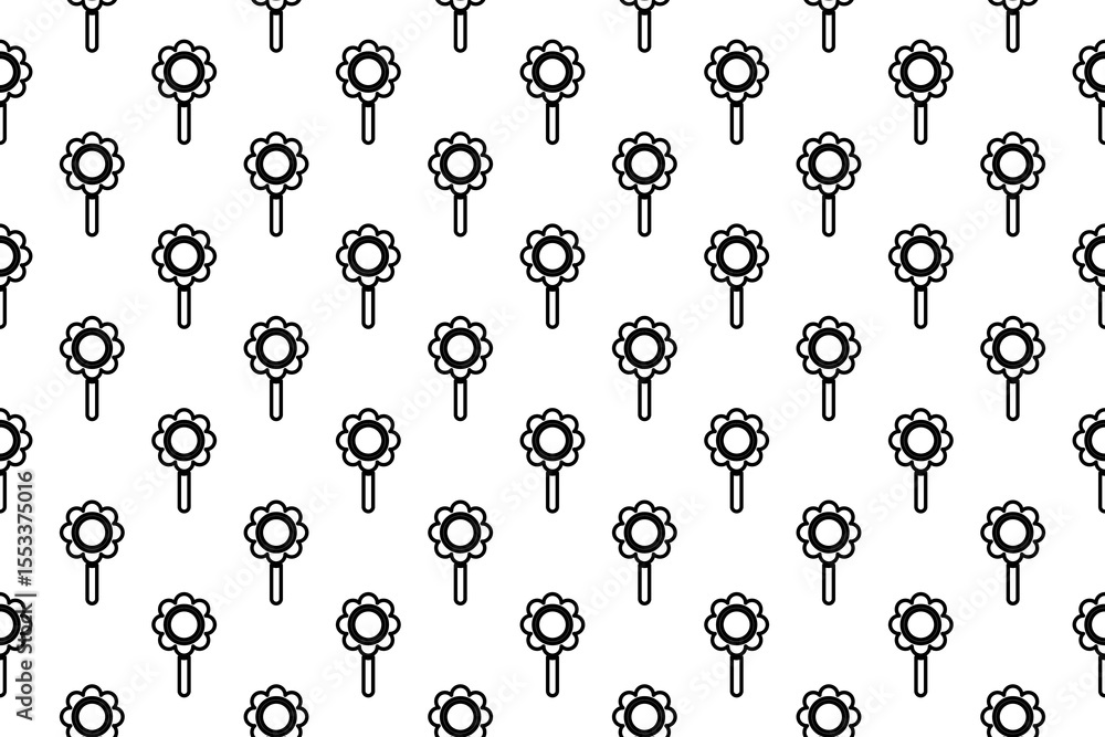 Poster seamless pattern completely filled with outlines of chamomile symbols. elements are evenly spaced. i