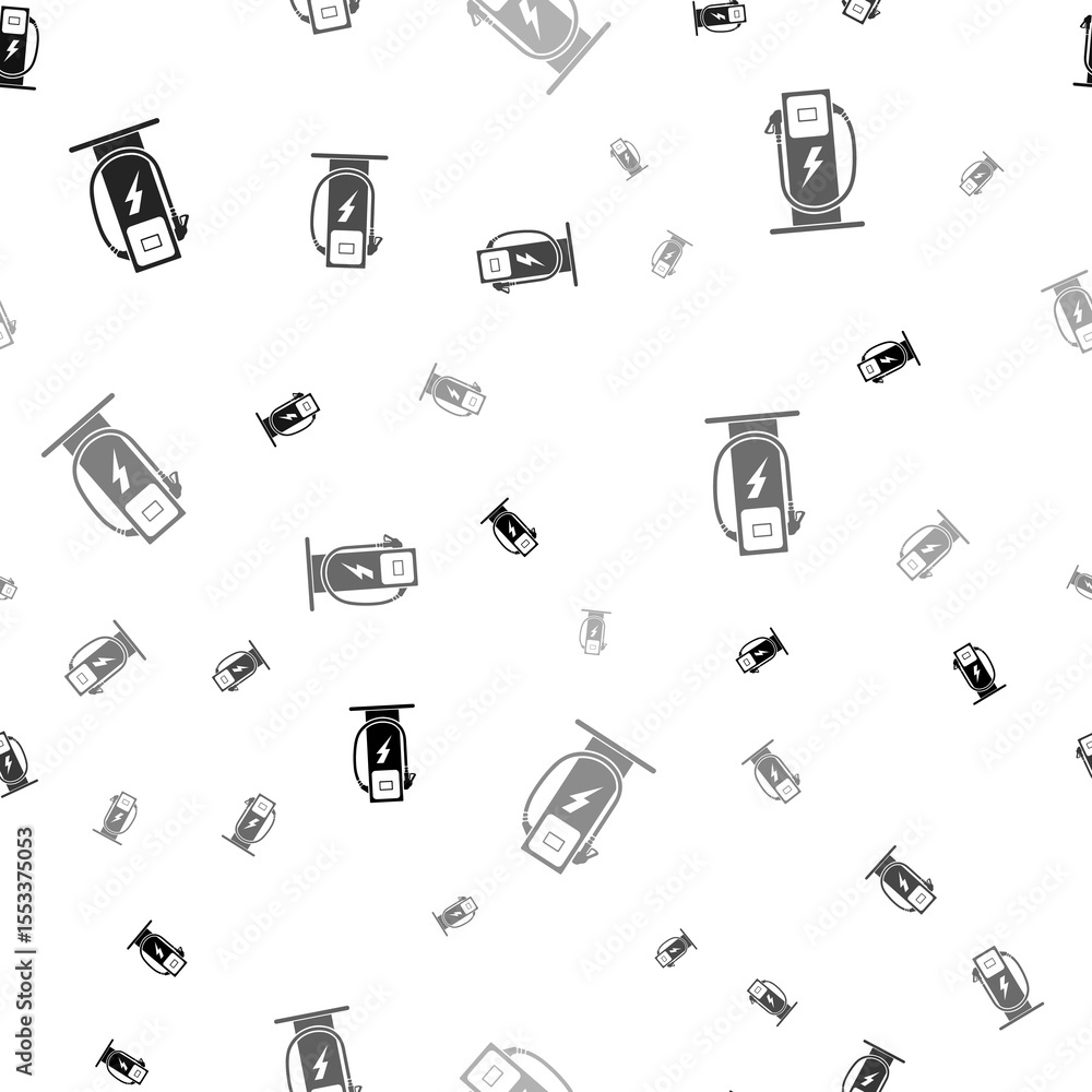 Aufkleber seamless vector pattern with electric charging station symbols, creating a creative monochrome backg