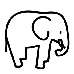 Simple Line Art Elephant Illustration, Black and White Vector Design