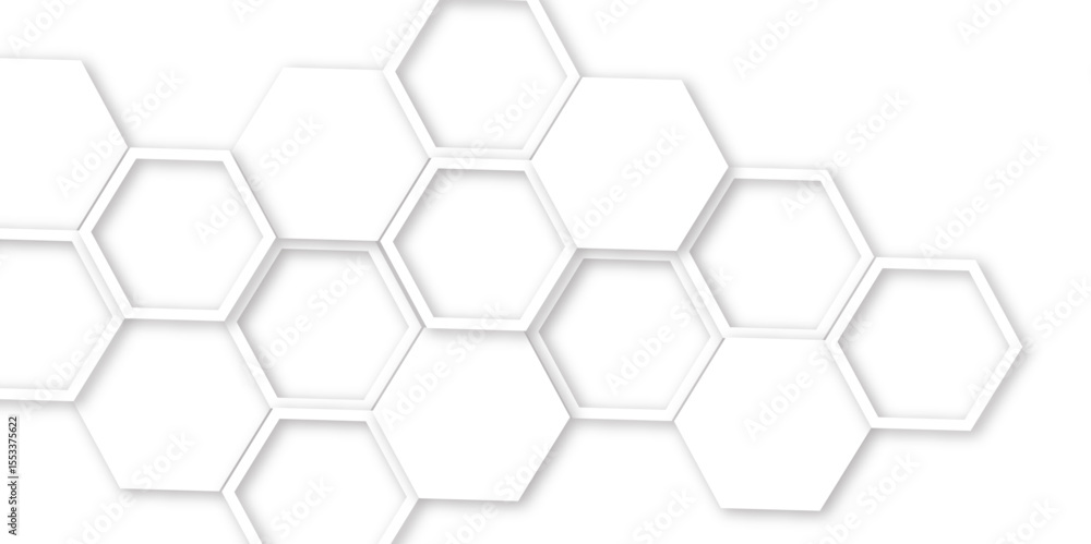 Poster abstract modern hexagonal effect for line geometric technology 3d white bright hexagon polygonal hon
