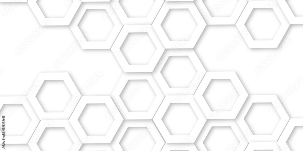Poster abstract modern hexagonal effect for line geometric technology 3d white bright hexagon polygonal hon