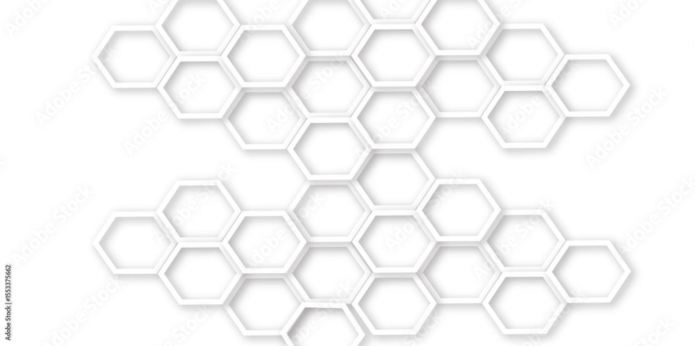 Poster abstract modern hexagonal effect for line geometric technology 3d white bright hexagon polygonal hon