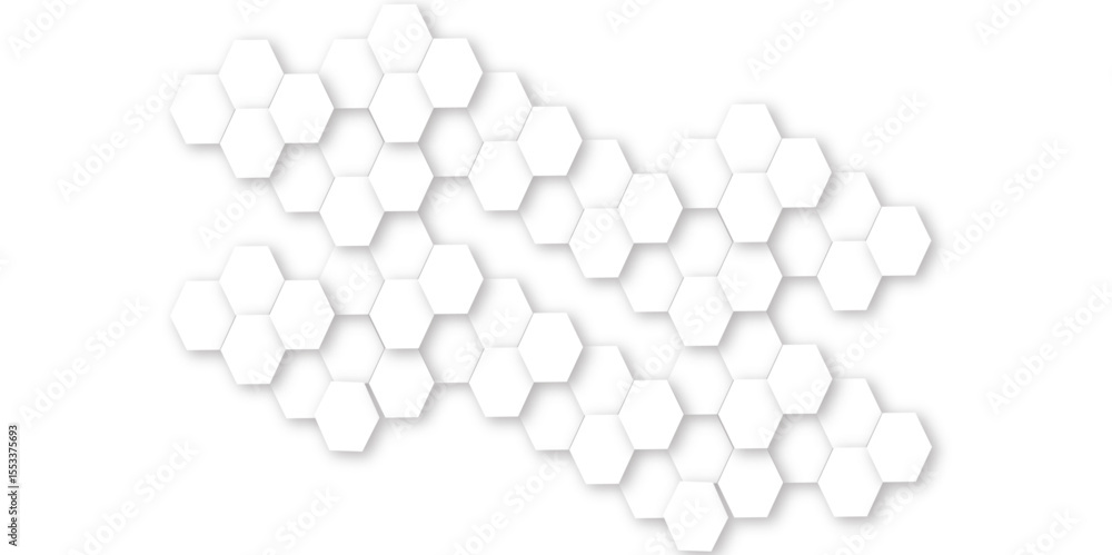 Poster futuristic 3d white light hexagon geometric structure featuring abstract polygonal honeycomb pattern