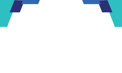 Minimal abstract background featuring geometric shapes in teal and blue at the top edges on a clean white backdrop. Ideal for presentations, banners, or modern document headers.