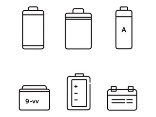 Batteries line art vector illustration on white background © Maharab