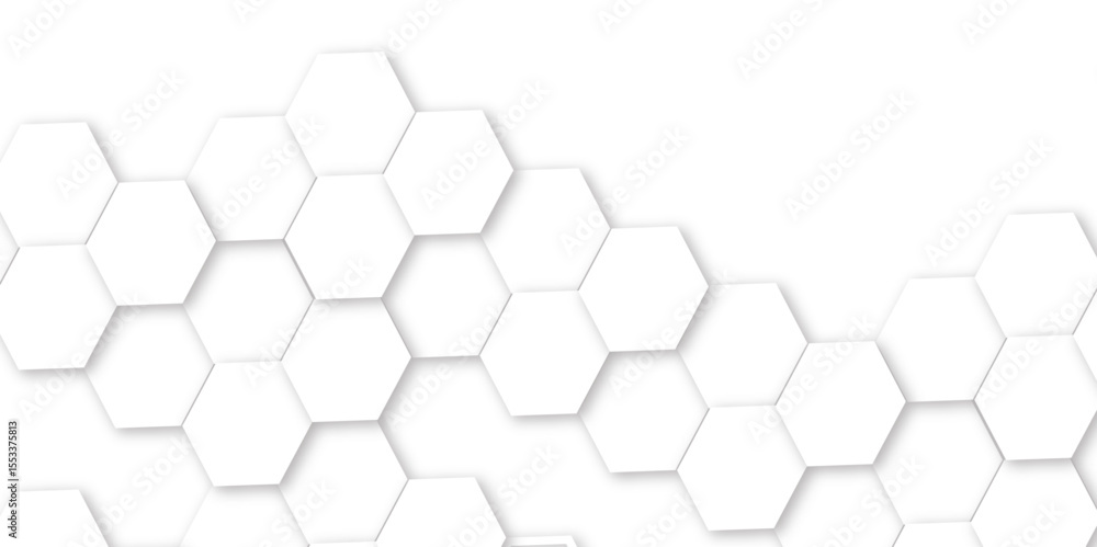 Poster futuristic 3d white light hexagon geometric structure featuring abstract polygonal honeycomb pattern