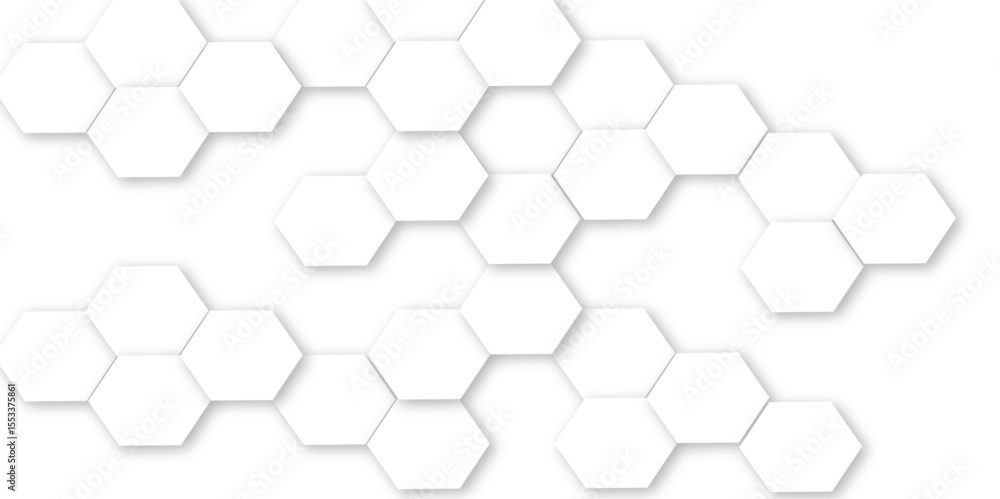Aufkleber futuristic 3d white light hexagon geometric structure featuring abstract polygonal honeycomb pattern