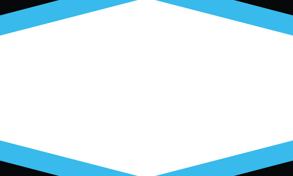 Abstract white background with sharp hexagonal blue and black border design. Ideal for business cards, tech presentations, or modern flyers with ample copy space in the center.