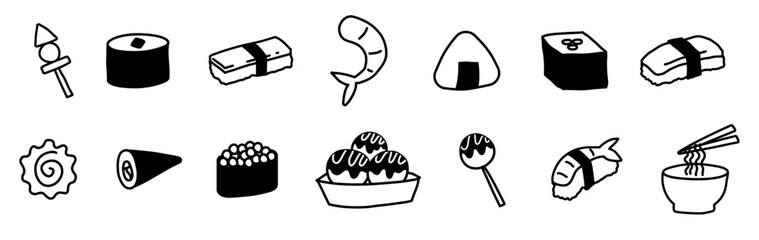 japanese food doodle hand drawing icon sketch