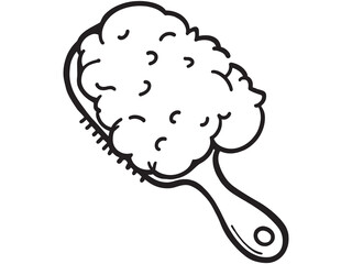 Black and white hairbrush icon line art style