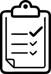 Checklist clipboard icon black and white illustration