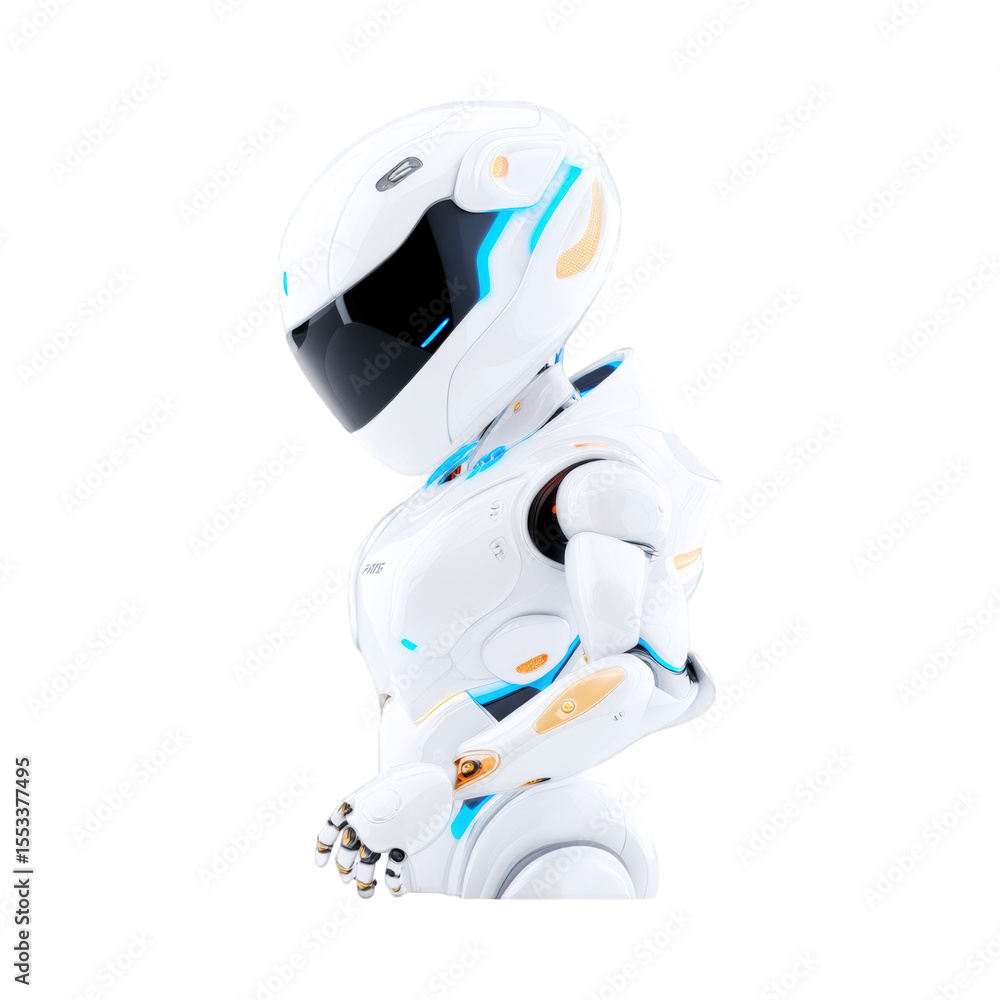 Poster futuristic robot isolated on transparent background ai technology