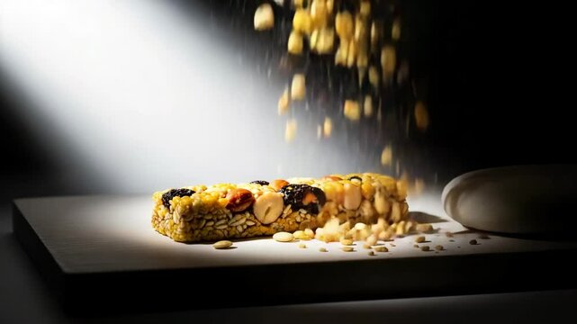 Spotlight on a functional snack highlighting its nutritious ingredients and appealing texture