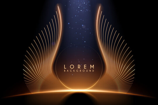 Abstract golden wings with light effect