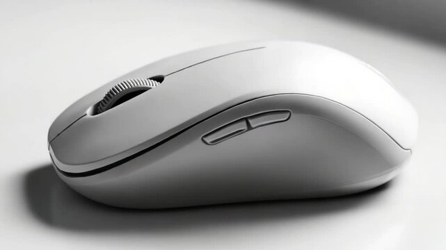 Sleek white computer mouse on a minimalist desk setup